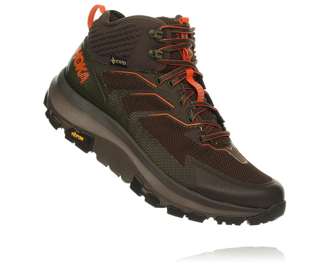 Hoka One One Toa Gore-Tex Philippines - Men's Hiking Boots - Black Olive / Orange | AD2473068